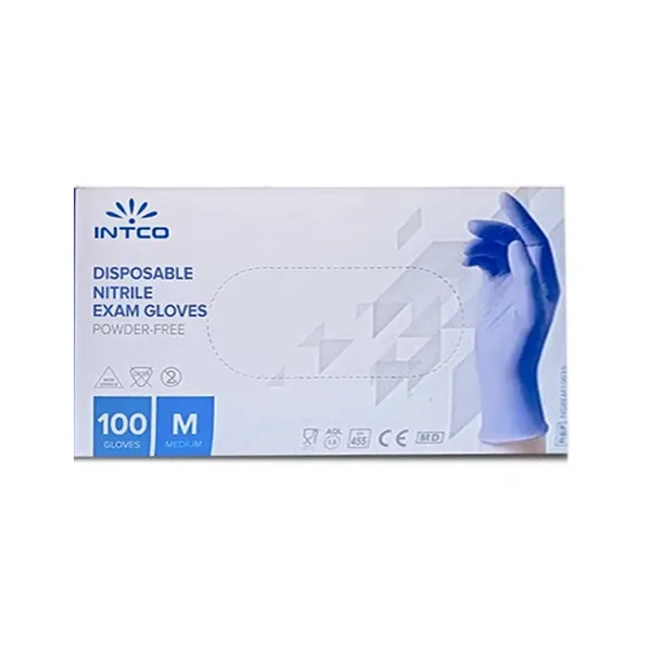 product_1758626450_J2D1C دستکش نیتریل آبی 100 عددی سایز مدیوم اینتکو - تصویر 1