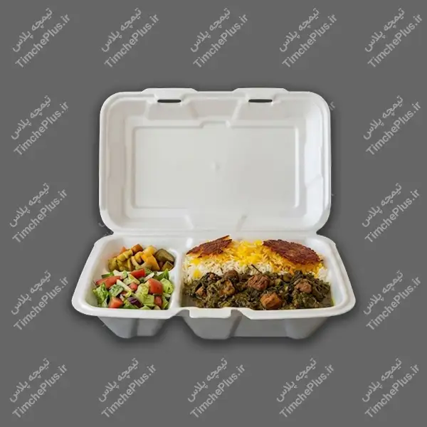 product_1781528181_HTPKT ظرف یکبار مصرف فوم دو خانه کیمیا (ظرفین گل) - تصویر 1